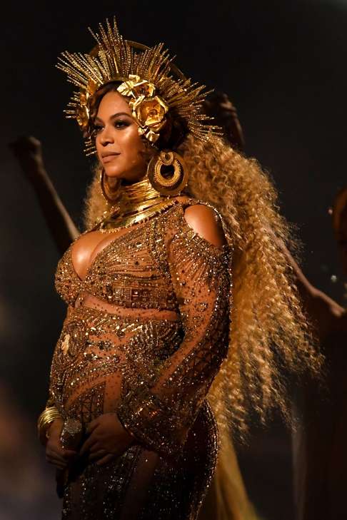 Beyonce performs at the 59th annual Grammy Awards. Photo: AFP
