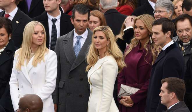 Tiffany Trump, Donald Trump Jr, Ivanka Trump, Vanessa Trump and Jared Kushner during the swearing-in ceremony for the 45th President of the USA. Photo: AFP