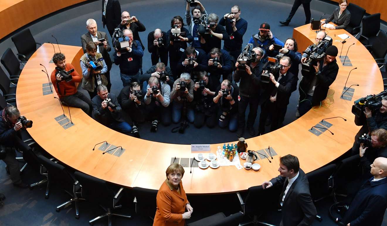 German Chancellor Angela Merkel as she arrives to testify before the NSA investigation committee of the German 'Bundestag' parliament in the Paul Loebe Haus in Berlin, Germany. Photo: EPA