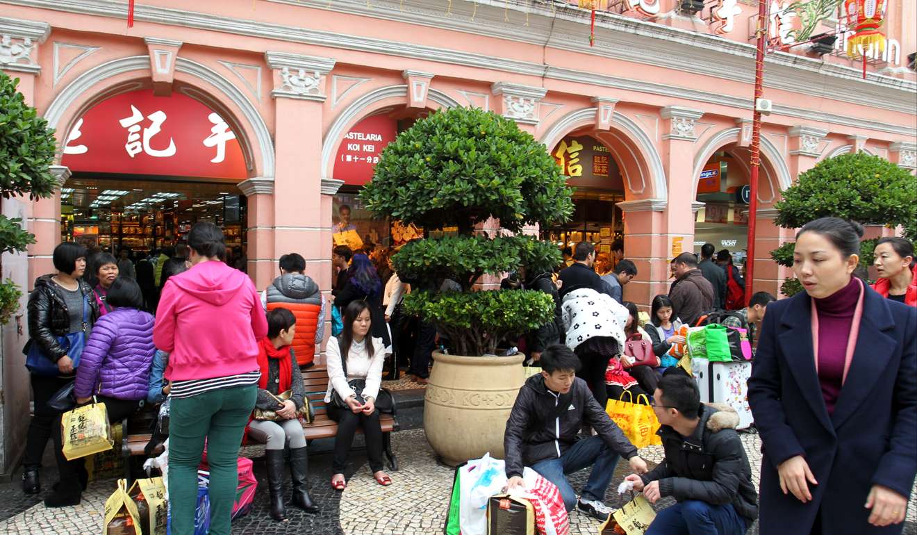Tourists at Largo do Senado, in Macau. Mainland tourist numbers to the enclave increased 7.8 per cent in December. Photo: SCMP