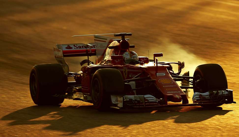 Ferrari driver Sebastian Vettel in action during the first test session. Photo: EPA