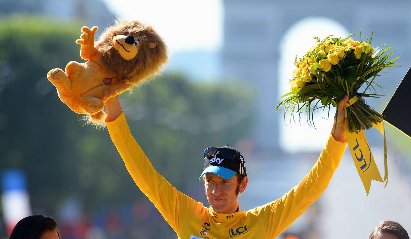 Bradley Wiggins on the podium after winning the Tour de France in 2012. Photo: AP