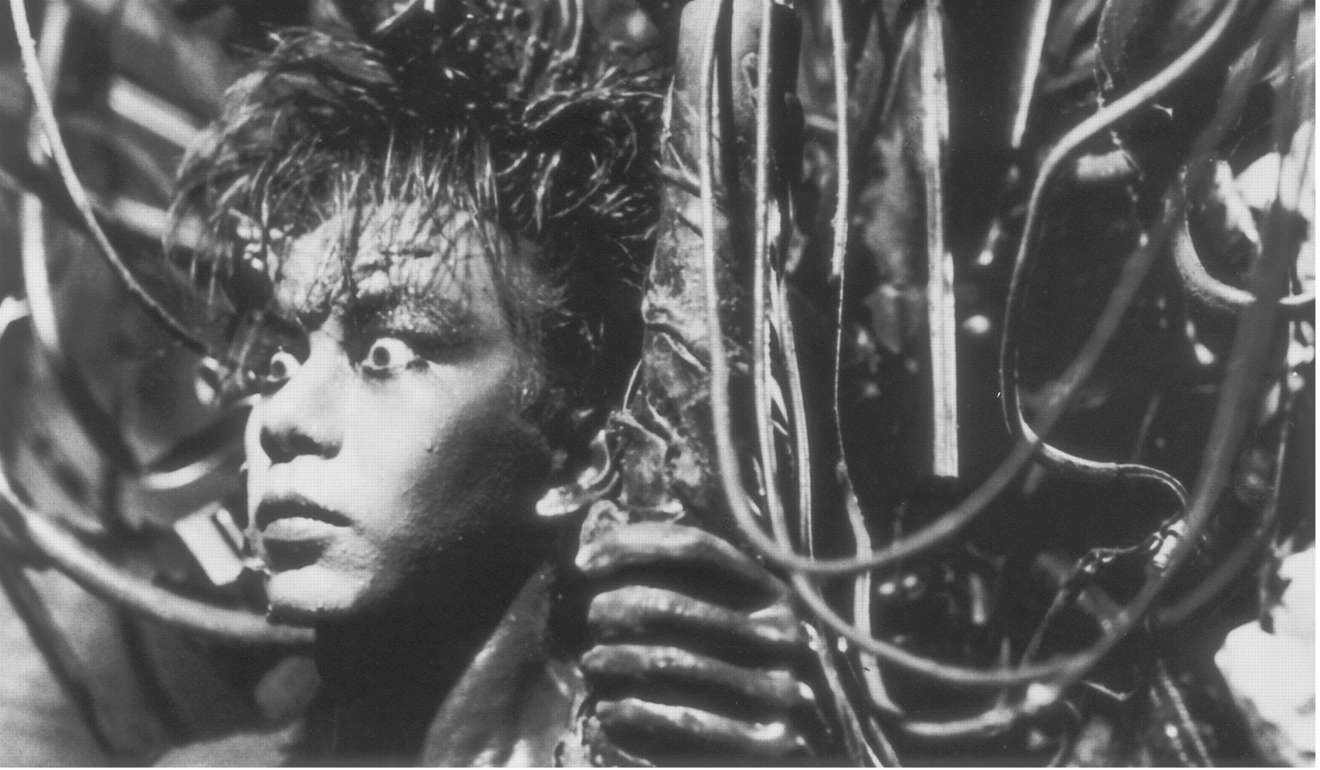 A still from the classic film Tetsuo: The Iron Man (1989).