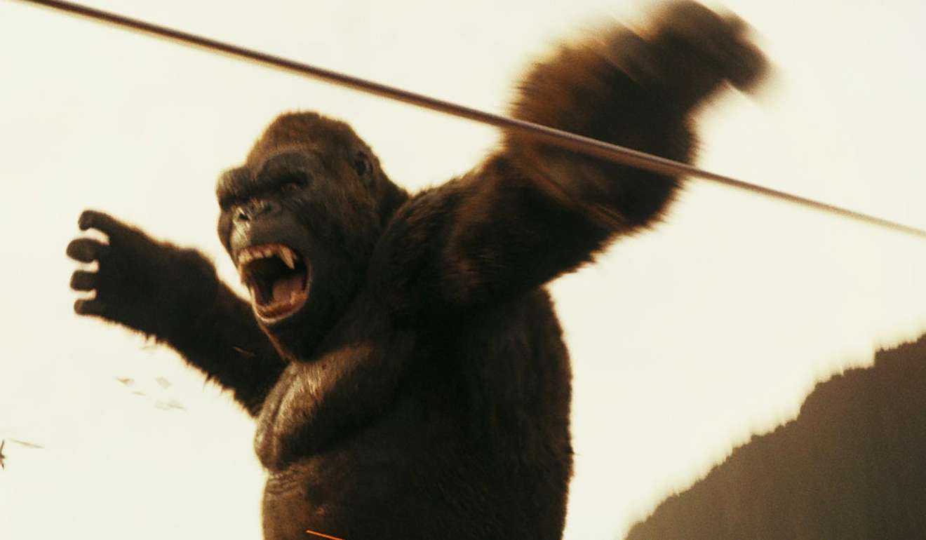 Kong takes on the human intruders.