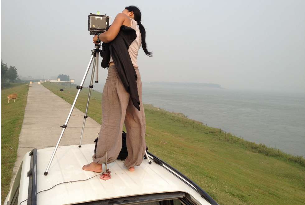 Preston working on her Mother River project along the Yangtze, in Zhijiang, Hubei province.