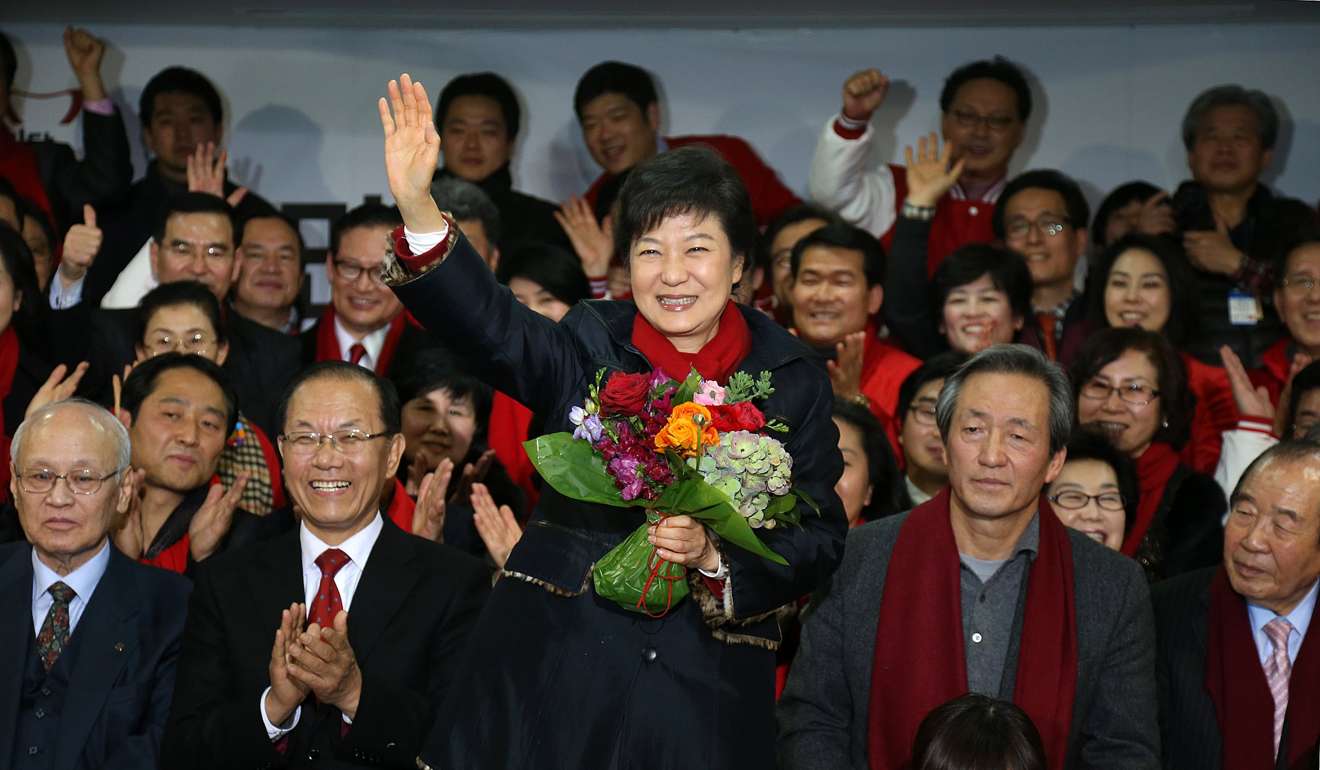 Park Geun-hye following her election victory in 2012. Photo: EPA