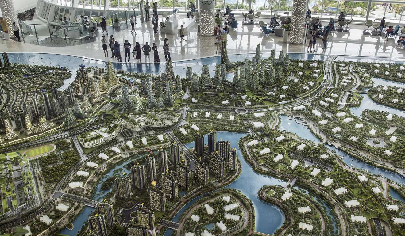 A model of the Forest City project on display at the sales centre in Johor, Malaysia. Photo: Bloomberg