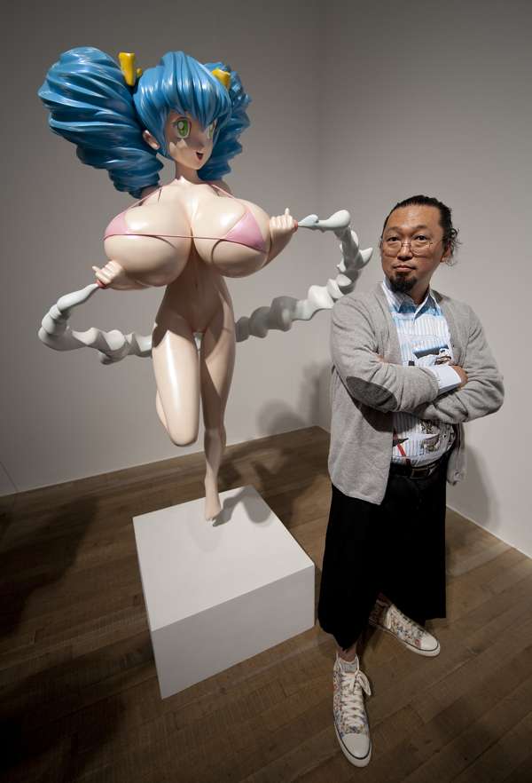 Murakami with his sculpture, Hiropon. Photo: AFP
