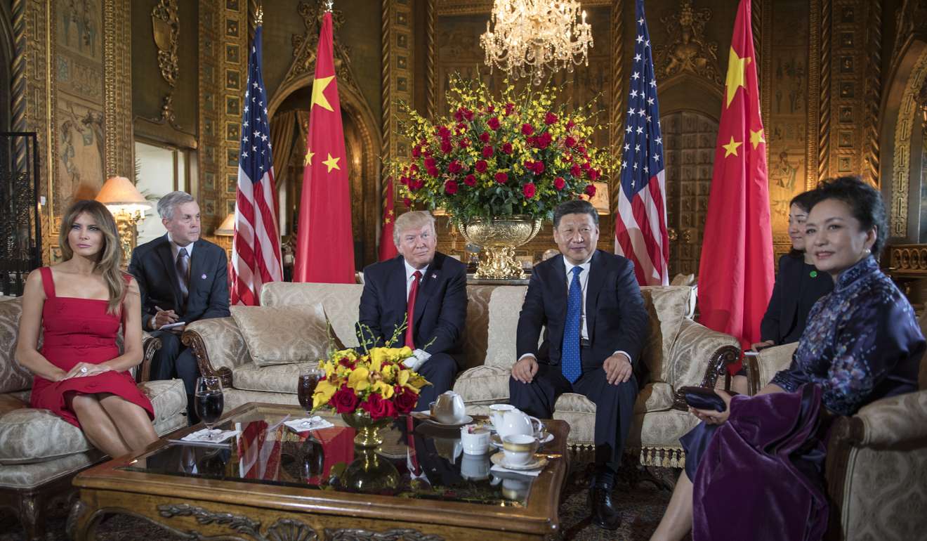 US President Donald Trump, Chinese President Xi Jinping and their wives Melania Trump and Peng Liyuan at the Mar-a-Lago estate. Xi described the summit as ‘positive and fruitful’. Photo: AFP