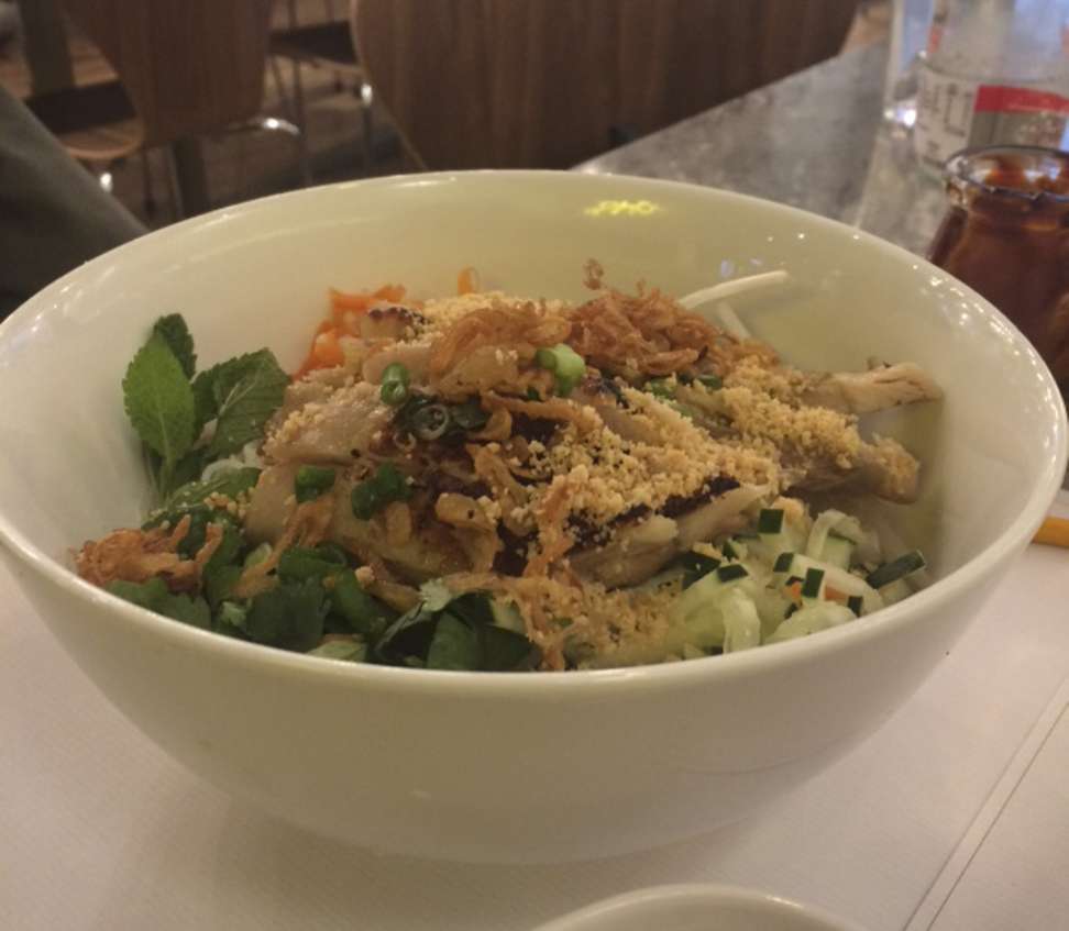 Cold vermicelli with lemon grass chicken, carrot, cucumber, fresh coriander and peanuts. Photo: Julia Hollingsworth
