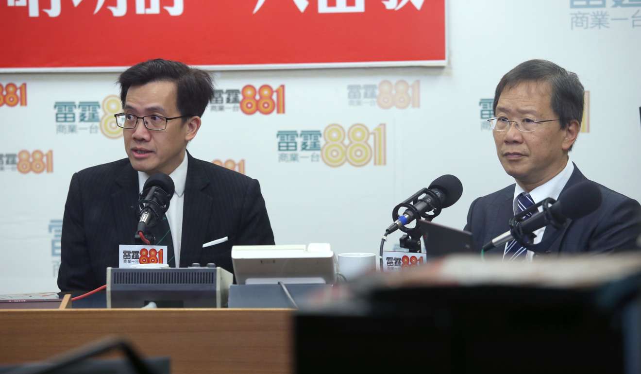 (From left) Hong Kong Patients Voices chairman Lam Chi Yau and lawmaker Kwok Ka Ki discuss the issue during a Commercial Radio programme. Photo: David Wong