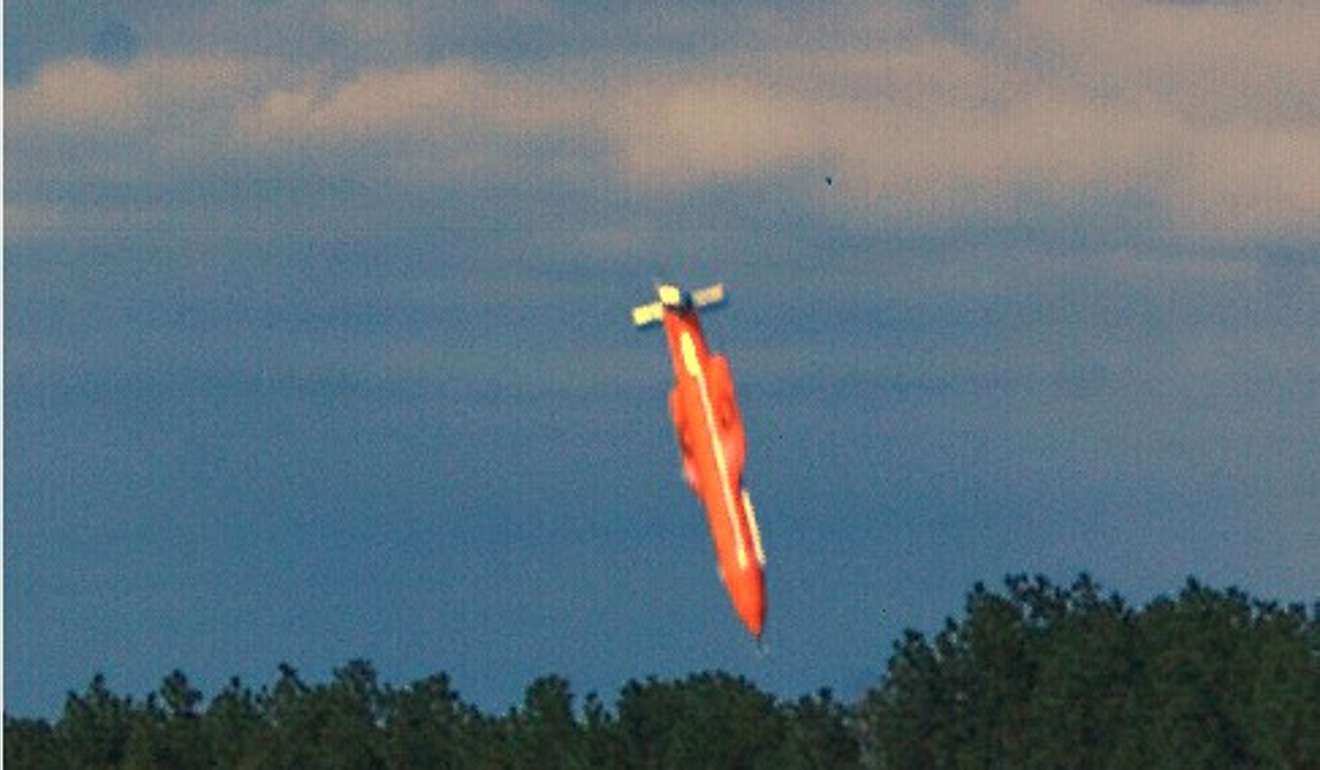 A file image dated March 11, 2003, shows a GBU-43/B Massive Ordnance Air Blast bomb prototype moments before impact in an undisclosed location.Photo: AFP