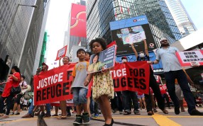 Children rallying during a World Refugee Day 2016 demonstration in Hong Kong. Photo: Edward Wong