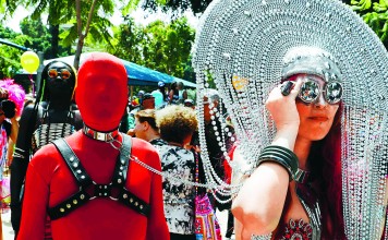 Israeli drag queens attend the annual Gay Pride parade in Tel Aviv on Friday. Photo: AFP