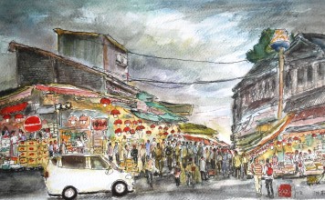 Night Scene of Yau Ma Tei Fruit Market, by Yip Suen-fat.