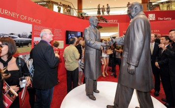 An exhibition focusing on US president Richard Nixon’s 1972 trip to China and 40 years of China-US cultural exchange opened in Costa Mesa, California, last month. Photo: Xinhua