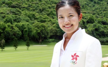 Hong Kong golfer Tiffany Chan Tsz-ching, who qualified for the Rio Olympics, meets the media in Deep Water Bay. Photo: K Y Cheng