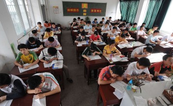 Students in Anhui province prepare to take China’s national college entrance examination. In his latest book, Han Han blasts the Chinese education system and its teachers as “terrible”. Picture: AFP