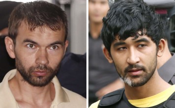 A combo file picture shows the Erawan Shrine bombing main suspects. Photo: EPA