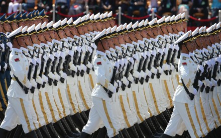 (150903) -- BEIJING, Sept. 3, 2015 (Xinhua) -- The guard of honor of the three services of the Chinese People's Liberation Army (PLA) attends a parade in Beijing, capital of China, Sept. 3, 2015. China on Thursday held commemoration activities, including a grand military parade, to mark the 70th anniversary of the victory of the Chinese People's War of Resistance Against Japanese Aggression and the World Anti-Fascist War. (Xinhua/Chen Fei) (lfj) (150903) -- BEIJING, Sept. 3, 2015 (Xinhua) -- The guard of honor of the three services of the Chinese People's Liberation Army (PLA) attends a parade in Beijing, capital of China, Sept. 3, 2015. China on Thursday held commemoration activities, including a grand military parade, to mark the 70th anniversary of the victory of the Chinese People's War of Resistance Against Japanese Aggression and the World Anti-Fascist War. (Xinhua/Chen Fei) (lfj)