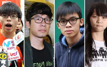 <p>Occupy movement comrades Nathan Law Kwun-chung, Oscar Lai Man-lok and Agnes Chow Ting will join him in the “stand for democracy”</p> <p>Occupy movement comrades Nathan Law Kwun-chung, Oscar Lai Man-lok and Agnes Chow Ting will join him in the “stand for democracy”</p>