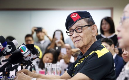 Former president of the Philippines Fidel Ramos speaks with the press at the Philippine Consulate General in Admiralty on Tuesday. Photo: Sam Tsang