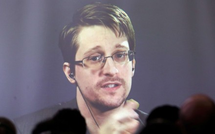 Edward Snowden speaks via video link during a conference at University of Buenos Aires Law School, Argentina. File photo: Reuters