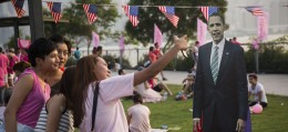 Friends take a selfie with a cardboard cut out of US president Barack Obama in Hong Kong. Photo: AFP Friends take a selfie with a cardboard cut out of US president Barack Obama in Hong Kong. Photo: AFP