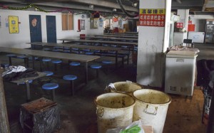 A canteen in the now abandoned Pegatron dormitory complex in Shanghai. Photos: George Knowles; Bloomberg A canteen in the now abandoned Pegatron dormitory complex in Shanghai. Photos: George Knowles; Bloomberg