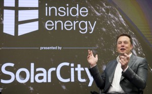 Elon Musk, chairman of SolarCity and CEO of Tesla Motors, speaks at SolarCity's Inside Energy Summit in Manhattan. Photo: Reuters