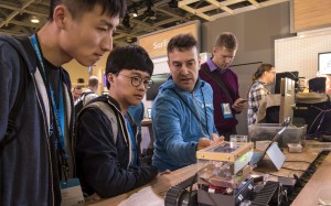 Attendees view a robot controlled by a computer at the Microsoft Developers Build Conference in San Francisco, California, on Thursday. Photo: Bloomberg