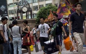 A file picture of tourists shopping in Causeway Bay in Hong Kong last year. Photo: Reuters A file picture of tourists shopping in Causeway Bay in Hong Kong last year. Photo: Reuters