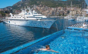 The infinity pool on board the Seven Seas Explorer, as it lays moored at Monaco. Pictures: Tim Pile