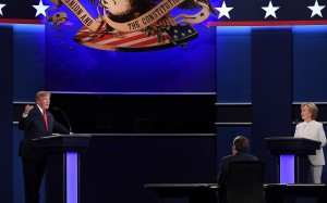 Donald Trump (left) and Hillary Clinton in the third and final presidential debate at the University of Nevada Las Vegas on October 19. Photo: TNS