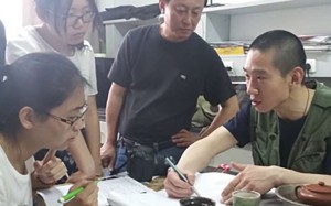 Han Chunyu (right) pictured explaining his team’s findings to journalists. Photo: SCMP Pictures