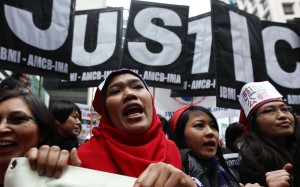 Protesters at a march in 2014 to highlight the plight of maids abused by their employers. Photo: Nora Tam