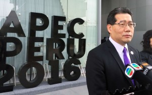 Hong Kong Secretary for Commerce and Economic Development Greg So Kam-leung at the Apec summit in Lima, Peru. Photo: Stuart Lau