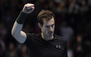 Andy Murray celebrates beating Stan Wawrinka to qualify for the semi-finals of the ATP Tour Finals event in London. Photo: Reuters