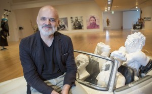 Konstantin Bessmertny with his artwork "Ride ", on show at the Ad Lib exhibition in Macau. Photos: May Tse