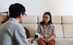 Lei Yang's wife, Wu Wencui, speaks to the media in an undated photo. His family claims he was at home at the time the police say he was at a brothel. Photo: SCMP Pictures Lei Yang's wife, Wu Wencui, speaks to the media in an undated photo. His family claims he was at home at the time the police say he was at a brothel. Photo: SCMP Pictures