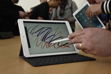 The ApplePencil and 9.7 inch iPad Pro tablet. Photo: Bloomberg