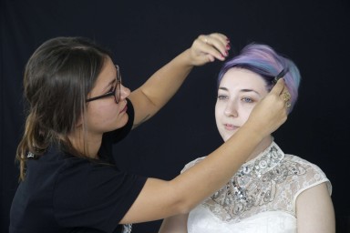 Make-up artist Amber Talarico at work in a Becoming video on Facebook Live. Photo: TNS