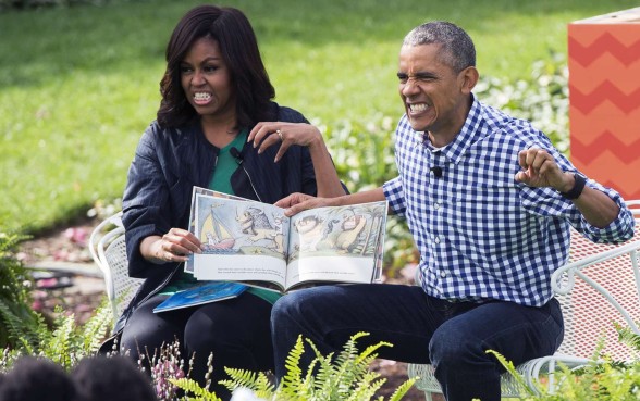 Wild about Easter - US President Barack Obama and first lady Michelle Obama read from the book, Where the Wild Things Are, during the annual Easter Egg Roll on the South Lawn of the White House in Washington. Some 35,000 guests were invited to participate in the 138th annual roll. The theme of the day’s event was Let’s Celebrate! Photo: AFP Wild about Easter - US President Barack Obama and first lady Michelle Obama read from the book, Where the Wild Things Are, during the annual Easter Egg Roll on the South Lawn of the White House in Washington. Some 35,000 guests were invited to participate in the 138th annual roll. The theme of the day’s event was Let’s Celebrate! Photo: AFP