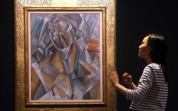 Pablo Picasso's Femme assise, oil on canvas, 1909, is displayed at Sotheby's Hong Kong Gallery. Photo: Dickson Lee