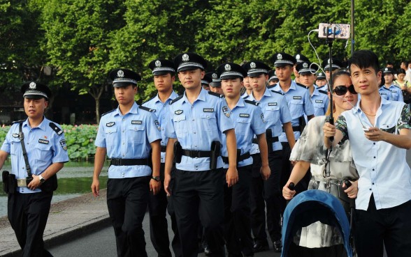 Local police patrolling ahead of G20 in Hangzhou. Photo: Imaginechina Local police patrolling ahead of G20 in Hangzhou. Photo: Imaginechina