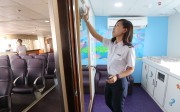 A First Ferry crew member cleans the breastfeeding station. Photo: Dickson Lee