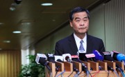 Chief Executive Leung Chun-ying meeting the media on Friday. Photo: Felix Wong