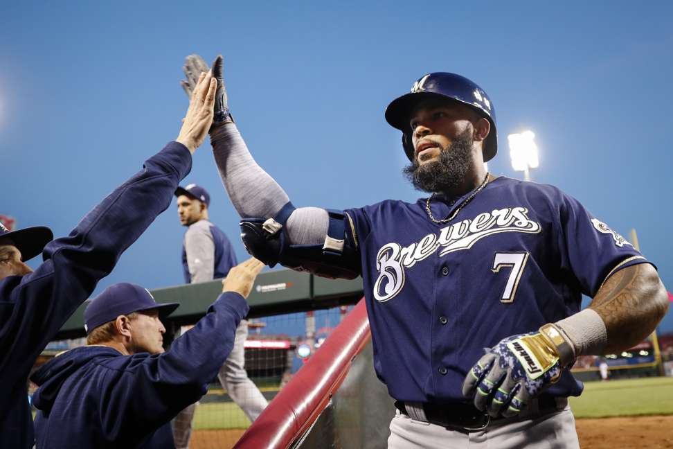 Eric Thames is the man of the moment. Photo: AP