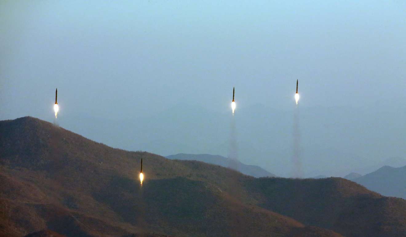North Korea launched four ballistic missiles that landed off the Japanese coast in March. File photo: EPA