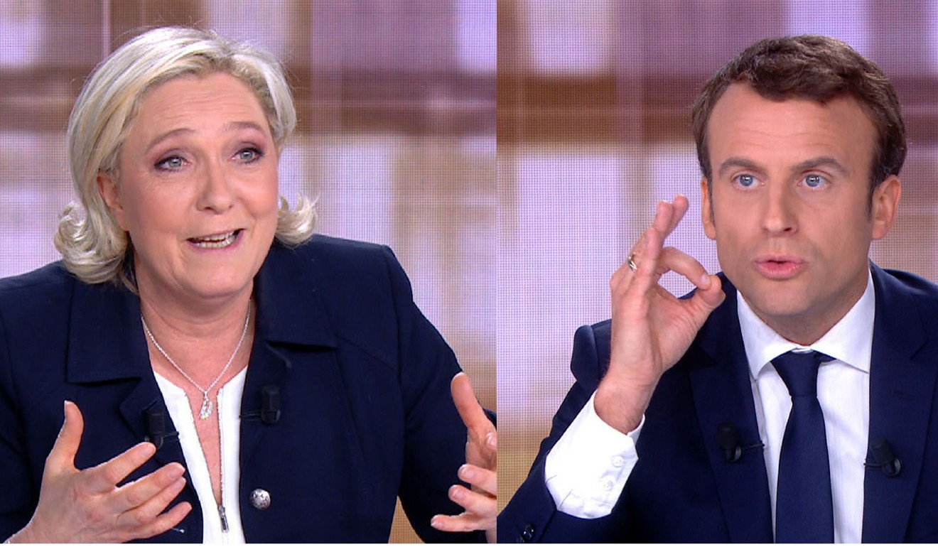Marine Le Pen and Emmanuel Macron face off in an often-vicious televised debate in which Le Pen branded the former economy minister ‘the candidate of the elite’. Photo: AFP